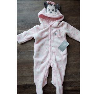 🆕Disney mini mouse soft fuzzy feetsie with hood
